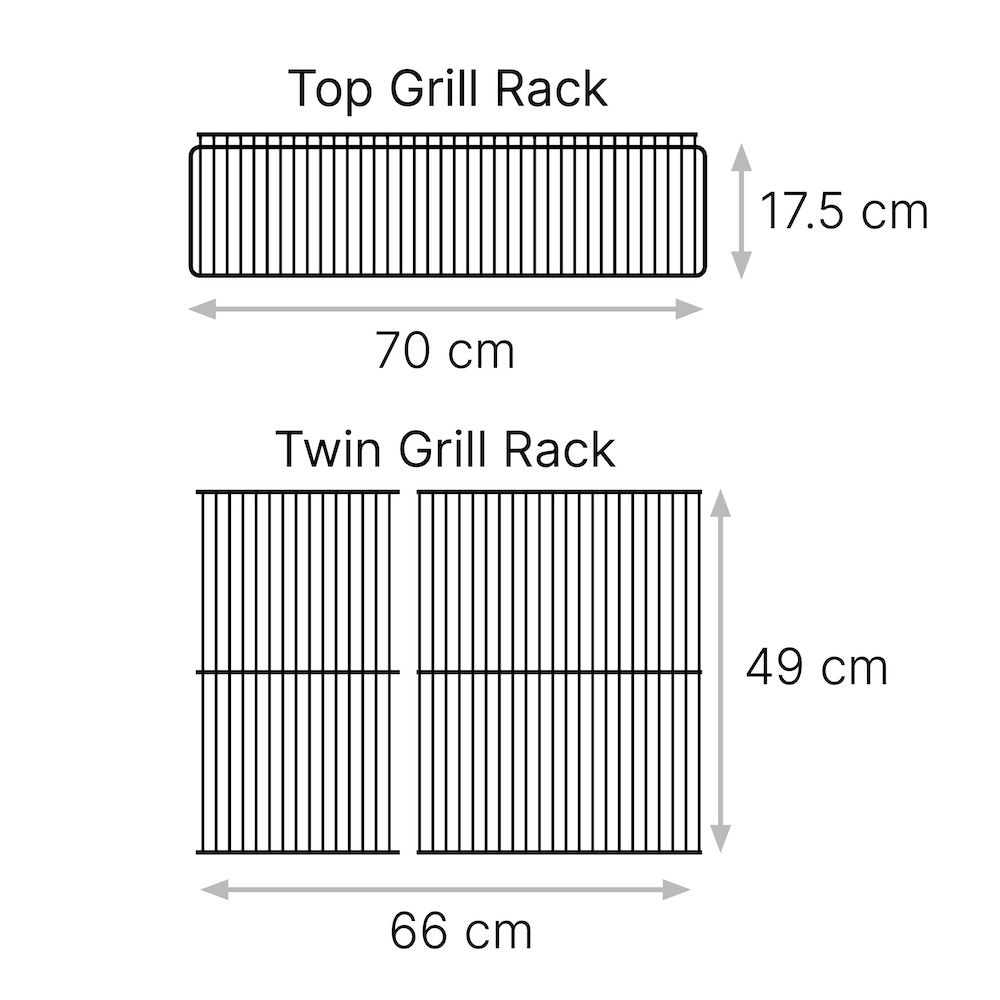 7002B Twin Grill Racks Dimensions