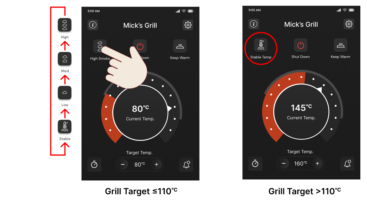 Z Grills WIFI App Smoke Level Settings