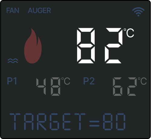 Wireless controller grill temperature display